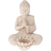 Vrtna dekoracija Buda za čajno svečo , 14 x 19 x13 cm, smetana