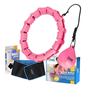 HMS Sada masážní hula hoop ONE Fitness OHA02 se závažím a zeštíhlujícího pásu BR160 růžová
