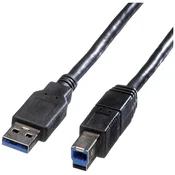 ROLINE Roline USB kabel USB 3.2 gen. 1 (USB 3.0) USB-A vtič\, USB-B vtič 0.80 m črna zaščiten 11.02.8869, (20416644)