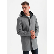 Ombre Mens melange long coat with hood - grey