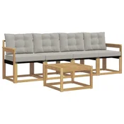 Set vanjskih sofa s jastukom 5 pcs Bijela i svjetlosiva