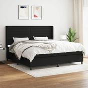 Greatstore Box spring postelja z vzmetnico črn 200x200 cm blago