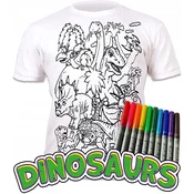 Majica za slikanje DINOSAVRI + 10 pralnih flomastrov 5-6 let