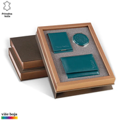 Princ Leather Ženski poklon set, Futrola za kartice novcanik i ogledalce, Petrolej