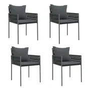 Vidaxl Vrtni stoli z blazinami 4 kosi črni 54x61x83 cm poli ratan