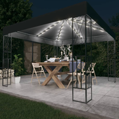 vidaXL Paviljon z lučkami 3x3 m antracitno blago