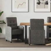 vidaXL Jedilni stoli s kolesi 2 pcs Črna 57 x 67 x 98 cm Umetna koža
