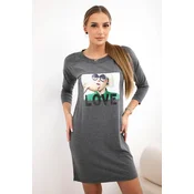Dress with graphite print of love