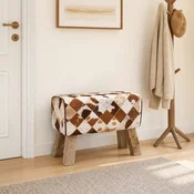vidaXL klop 60 x 30 x 45 cm Pravo usnje Rjav patchwork