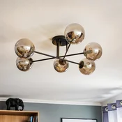 EMIBIG LIGHTING Steklena stropna svetilka, črna, grafitna, steklena, 6-svetlobna, E14 - Dnevna soba/jedilnica - Sodobni - Steklo
