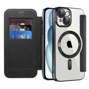 Etui SmartMag Book z Magsafe tehnologijo in RFID denarnico za iPhone 15 Plus - black