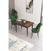 Hanah Home trpezarijski set Nil, sto i 2 stolice, ploca u dekoru drveta Baroque, kaki zelena tkanina Babyface