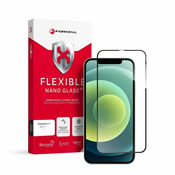 FORCELL Hibridno steklo Forcell Flexible 5D Full Glue, iPhone 12/12 Pro, črno