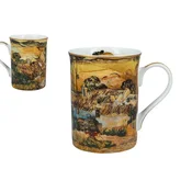 Carmani KLASIČNA NOVA SKODELICA VAN GOGH S SLAMNATO STREHO PORCELAN KAVA