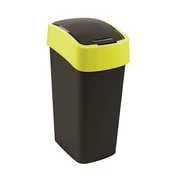 Koš za odpadke z dvižnim pokrovom, 45 l, CURVER Pacific flip bin, črno/rumen