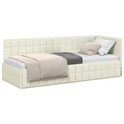 Vidaxl Kotna postelja z vzglavjem krema 80 cm x 200 cm Žamet