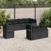 8-dijelni set vrtnih sofa od poliratana s jastucima crni Crna 66 x 62 x 69 cm