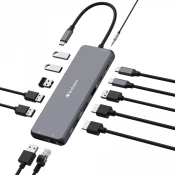 Priklopna postaja Verbatim CMH-13 USB Type-C, 10000 Mbit/s, srebrna