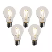 Komplet 5 E27 zatemnitvenih LED žarnic A60 prozornih 4,5 W 500 lm 2700 K