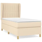 Vidaxl Box spring postelja z vzmetnico krem 80x200 cm blago