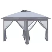 Homestar Zložljiv paviljon z LED osvetlitvijo in mrežnimi stranskimi stenami 330x330x288 cm siva