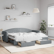 Greatstore Izvlečna dnevna postelja s predali svetlo siva 80x200 cm blago