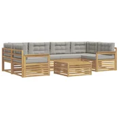 Set vanjskih sofa 7 pcs Bijela i svjetlosiva Poliester