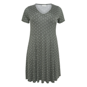 KAFFE CURVE Obleka Rachel temno zelena/bela