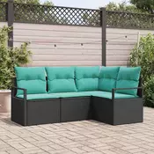 vidaXL vidaXL Kavčna garnitura 4 pcs Črna poli ratan, (5000153777)