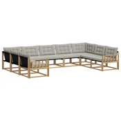 Set vanjskih sofa s jastukom 9 pcs Bijela i svjetlosiva