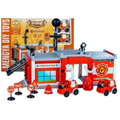 Lean-toys Baterijska gasilska postaja + avtomobili na torni pogon