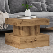 Stolic za kavu s LED svjetlima boja hrasta artisan 50x50x40 cm