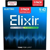 Elixir 16571 Optiweb 9-42 3-Pack Strune za električno kitaro