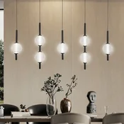 Viokef LED-visoka svetilka Abeona, dolžina 105 cm, črna kovina, 7-kraka. - Dnevna soba/jedilnica - črna, prosojna