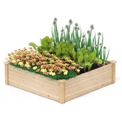 Costway Dvignjena lesena vrtna greda 102x102x30 cm z osnovo