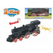2-Play Traffic lokomotiva, metalna, 14 cm, vožnja unatrag, na baterije, sa svjetlom i zvukom