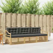 Set vanjskih sofa s jastukom 3 pcs Bijela i antracit Poliester