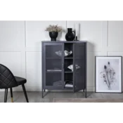 Venture Design Nizka omarica z mrežastimi vrati Misha 40x102x80 cm siva