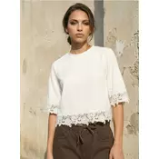 Sinsay - Pamucna bluza sa cipkanom aplikacijom - krem