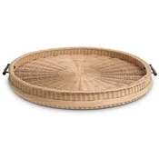 Casa Padrino luxury serving tray natural/brown A� 83 x H. 9 cm - Round rattan tray with 2 handles - Gastronomy & Restaurant Accessories - Luxury Accessories