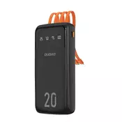 shumee K6Pro+ 20000mAh prenosna baterija z vgrajenim USB-C MicroUSB kablom za iPhone Lightning - črna