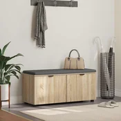 vidaXL Haldna klop z blazino z vrati Sonoma hrast 100 x 38 x 46 cm