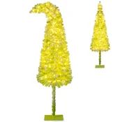 COSTWAY Umetno božično drevo z lučkami in upogljivim vrhom 210 cm, (5000075586)