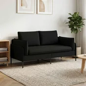 vidaXL Kavč za 2 osebi Črna 188 x 81 x 89 cm Blago