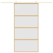 vidaXL Drsna vrata zlata 102,5x205 cm mat ESG steklo in aluminij