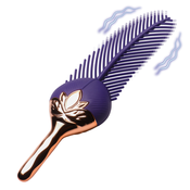 The Tickler Vibrating Silicone Feather - Purple/Gold, 7 Vibration Modes AH684