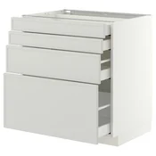METOD / MAXIMERA Podni element, 4 fronte/4 ladice, bijela/Aspudden svijetlo siva, 80x60 cm
