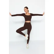 Trendyol Dark Brown Seamless Full Length Knitted Sports Tights