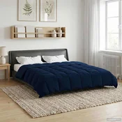 Vidaxl Poletna odeja Šonerisan Temno modra 220 x 260 cm Mikrovlakna