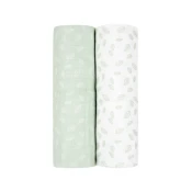 KikkaBoo Pelene od muslina set 2 pcs 80x80 Leaves Mint (KKB11068)